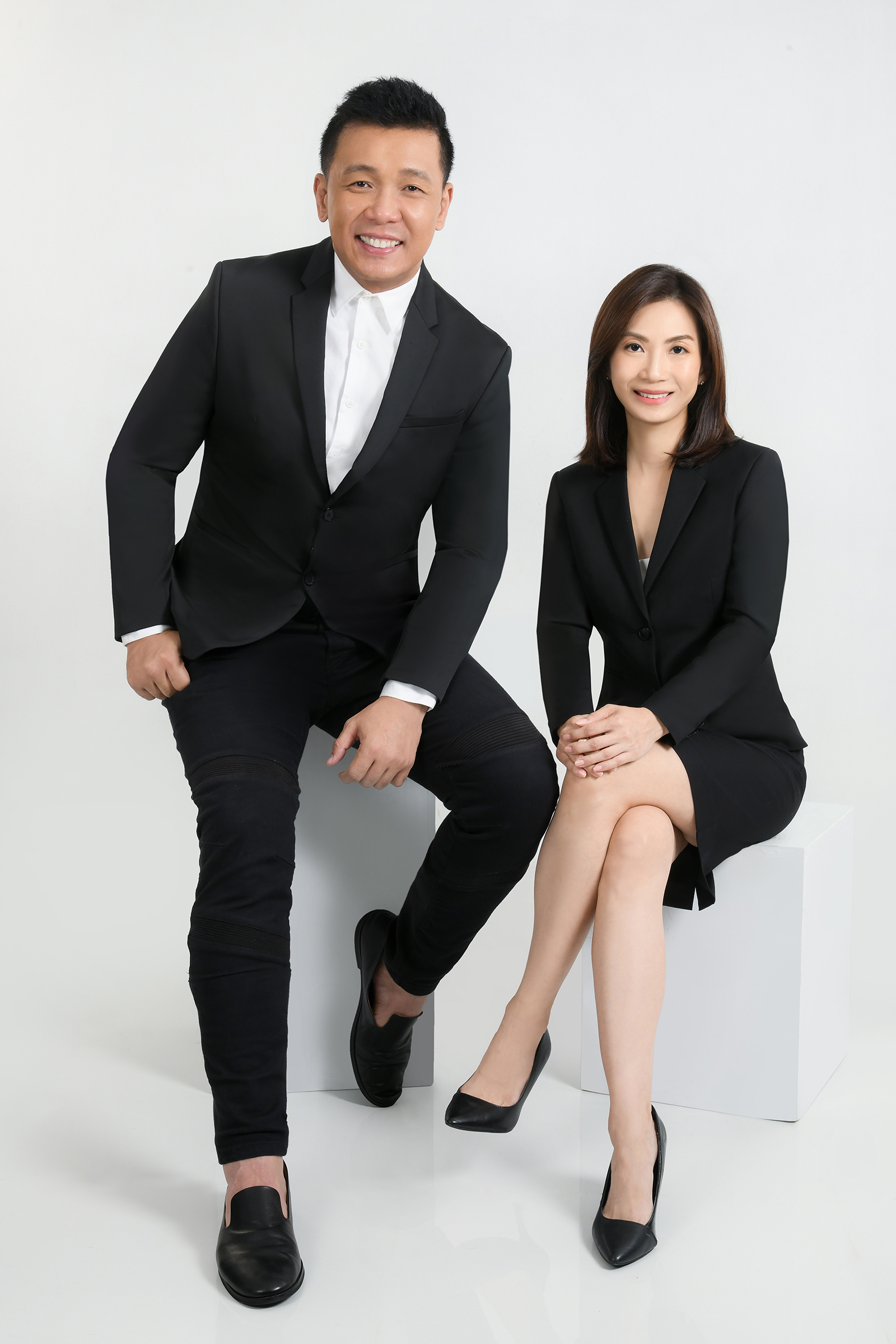 Leon Chua and Lynette Cher together in black formal attire
